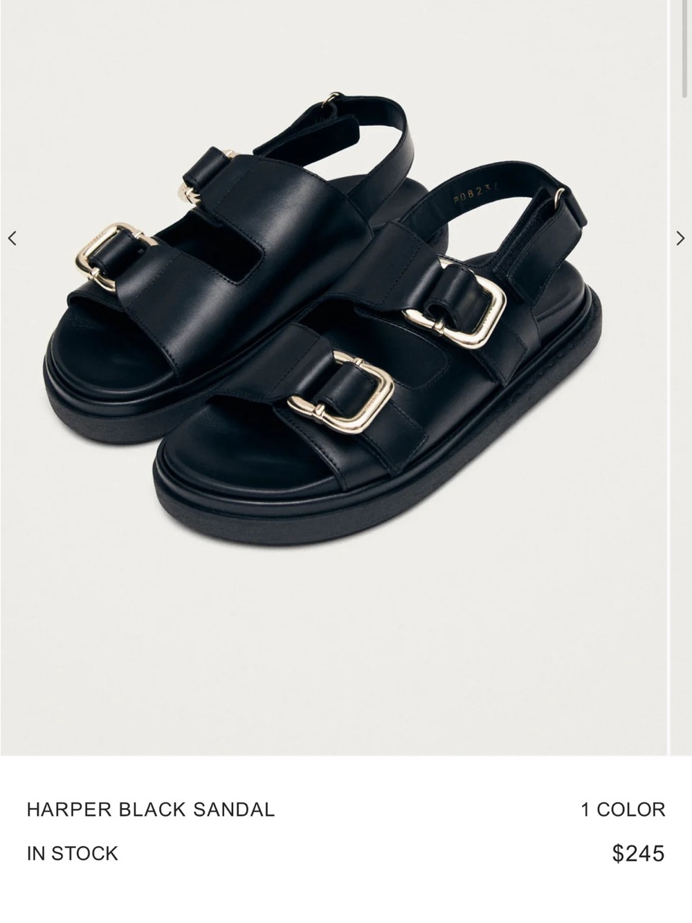 ALOHAS Black Leather Kids Double-Buckle Sandals with Gold Buckles - Picture 3 of 5